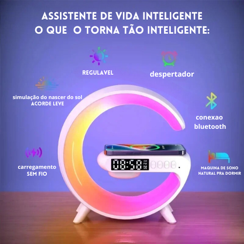 Despertador Multifuncional com Caixinha de Som e Carregador Sem Fio - Comece seu Dia com Energia e Conveniência!